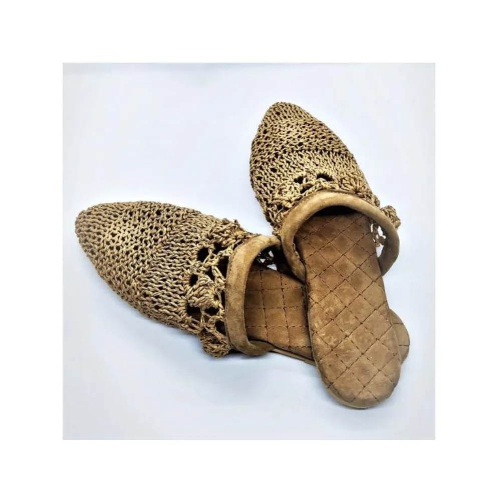 SRO Design Suede Raffia Babouche Slippers-Khaki Camel Red Creative Organic Chic Elegant Gracious Stylish Classy