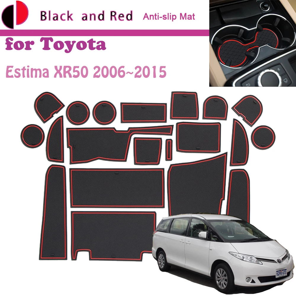 Rubber Mat Door Groove for Toyota Estima Previa XR50 Tarago 2006~2015 Cup Holder Cushion Gate Slot Coaster Dust-proof Sticker