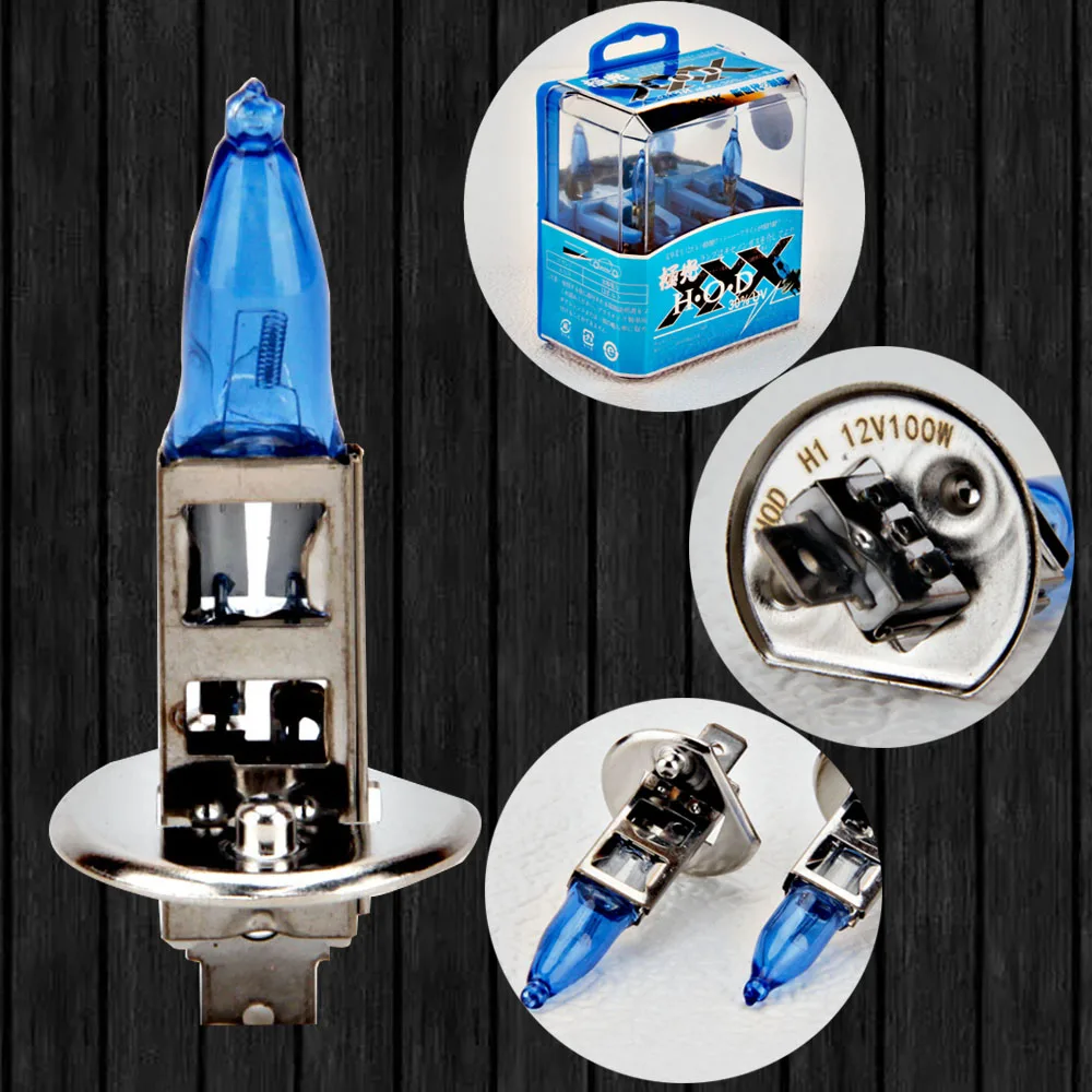 2 Stück 100 W superhelle 6000 K weiße HOD-Halogen-Xenon-H1 H3 H4 H7 9005 9006 Lampe – Detail 9