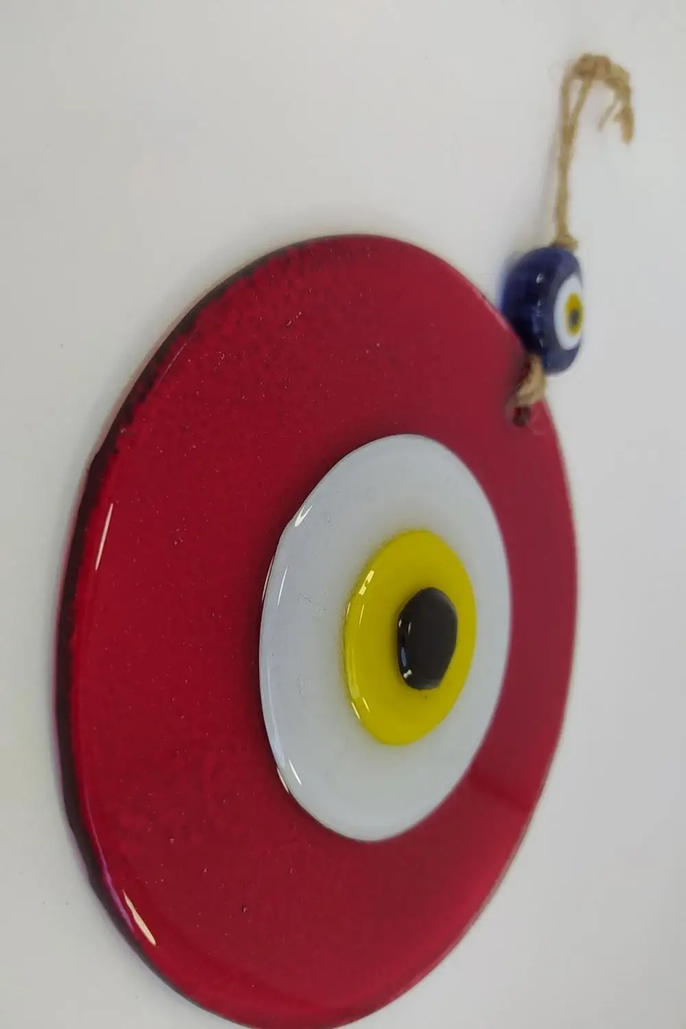 Red Evil Eye 12cm Glass Bead Pendant Charm Turkish Handmade Big Amulet for Wall Hanging Talisman Boho Home / Room Decor