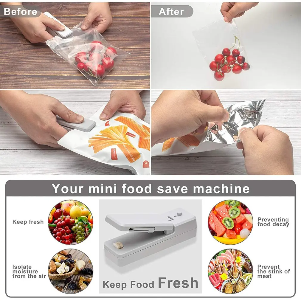 USB Charging Mini Sealing Machine Household Snack Plastic Packaging Bag Heat Sealing Machine Small Sealing Machine