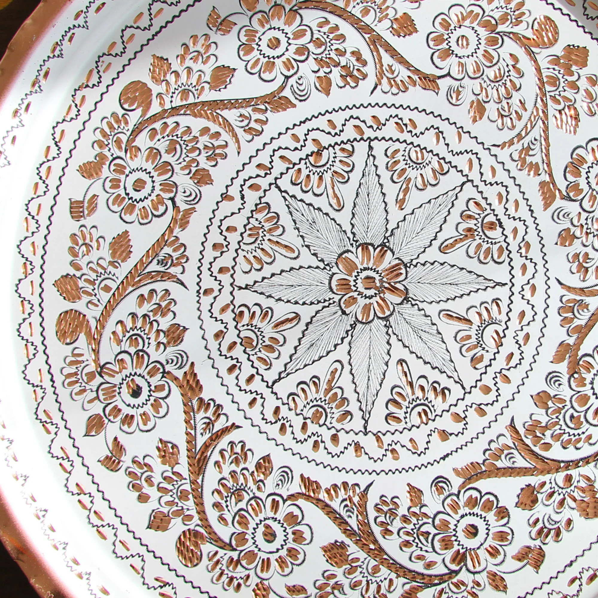 Copper Serving Tray Mother's Day Gift 34 cm Round Tray Turkish Handmade Tray Vintage Tray coffee tea tray oriental tray serving