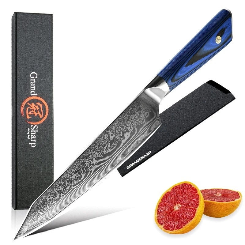 

Grandsharp Professional Kitchen Knife Hybrid Chef Kiritsuke Blade VG10 Japanese Damascus Steel 67 Layers Filleting Slicing Tools