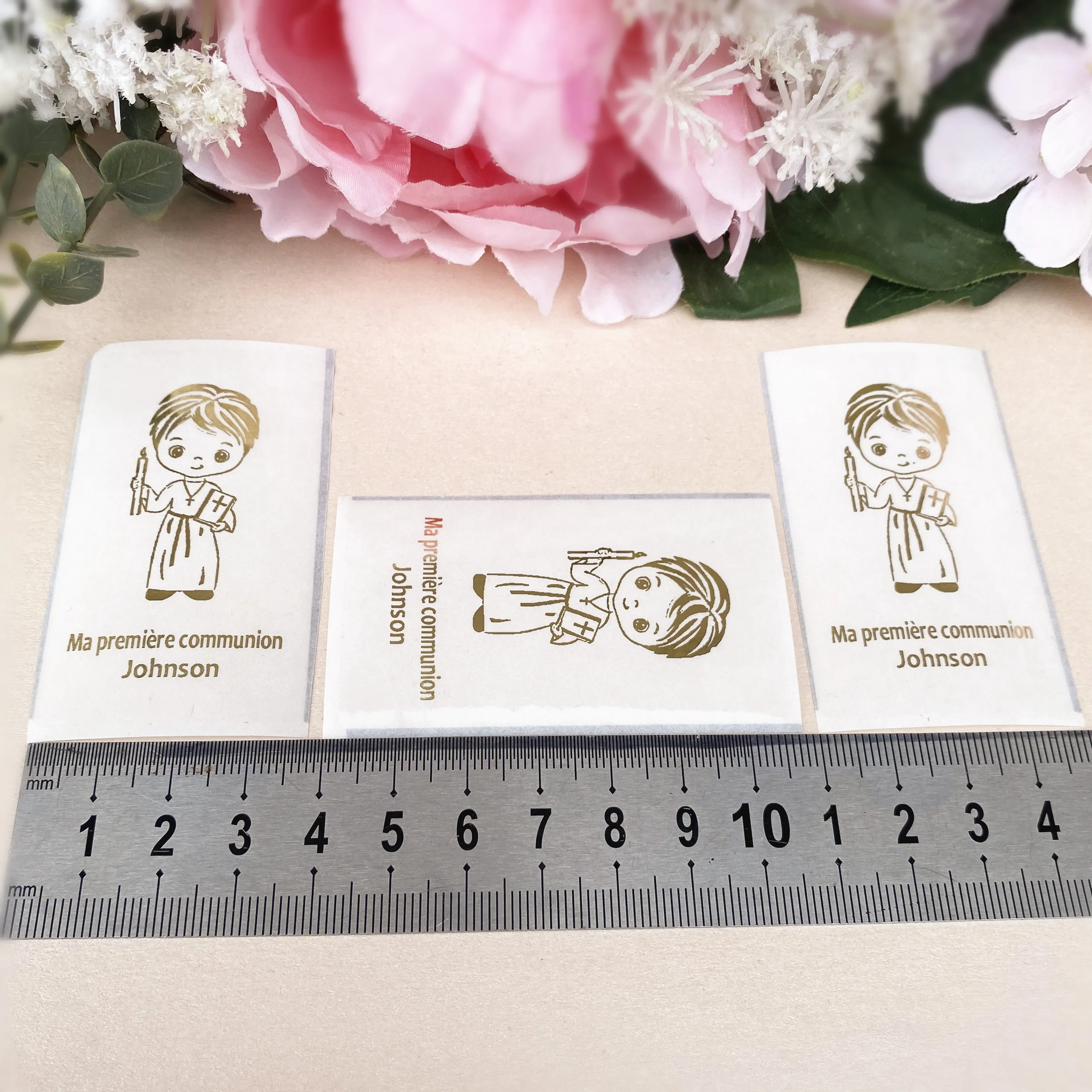 Personalized Boy My First Honly Communion Candle Labels Custom Golden Stickers With Bibble Decorations