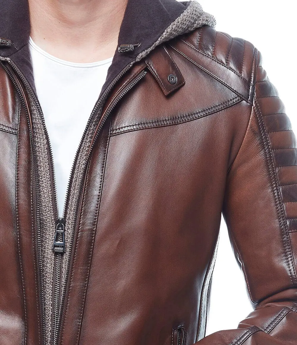 İreko Cà Phê Có Mũ Áo Khoác Da Orjinal Da Cừu Thu Đông 2022 Biker Slim Size Lớn VintageTürkiye