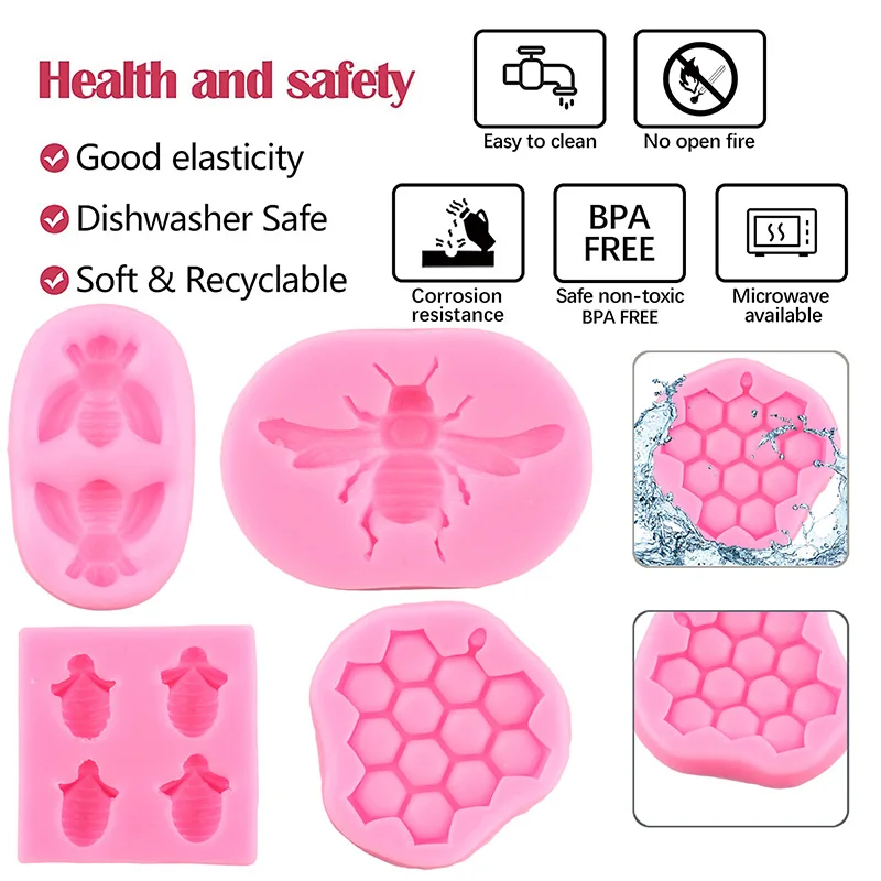 3D Bee Honeycomb Silicone Mold Insect Bumblebee Cupcake Fondant Molds Chocolate Cake Decorating Tools Kitchen Baking Accessories