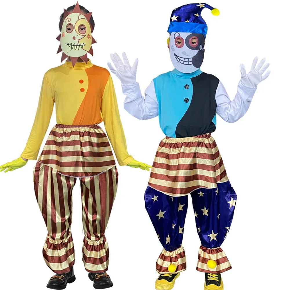 Sundrop Fnap and Moondrop Halloween Costume for Kids 2022 New Style Games Figure Cosplay Jumpsuit with Mask 2 Pieces Sets