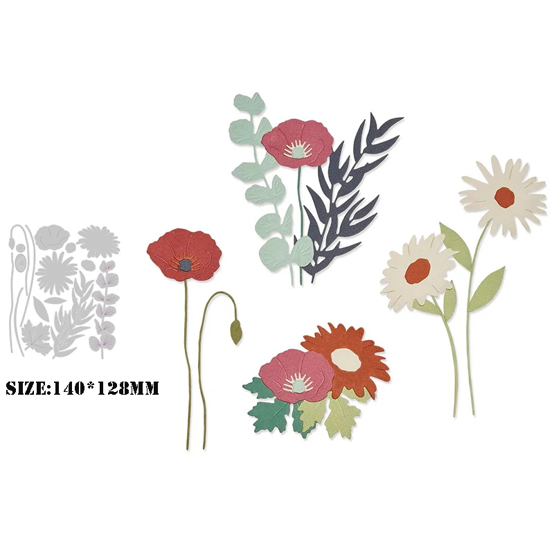 New Arrival Wild Floral Metal Cutting Dies For 2024 Scrapbooking Spring Flowers Stems Stencils Bloom Colorize Card Making