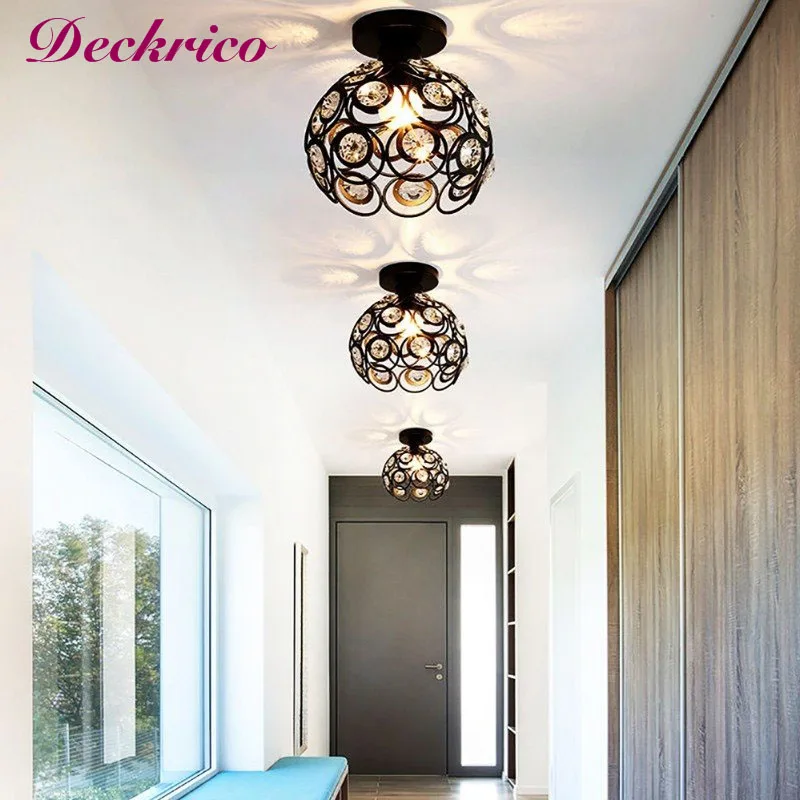 

Modern Indoor Small Crystal Chandelier Ceiling Lamp Corridor Aisle Pendant Light Stair Hanging Lamps For E27 Lustre Fixtures