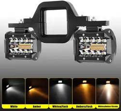 4 inch Dual Color White Yellow Spot Flood Offroad Car Work Light Bar Universal Trailer Tow Hitch Mount Bracket Pickup Truck Van