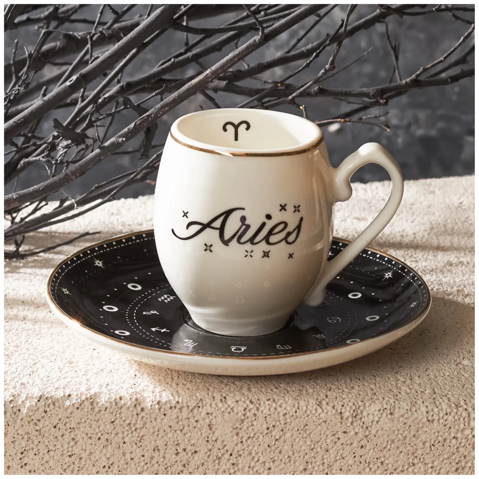 Turkish Coffee Cup And Saucer Set Aries Taurus Gemini Cancer Leo Virgo Zodiac Signs Stylish Design Kitchen Appliances Home