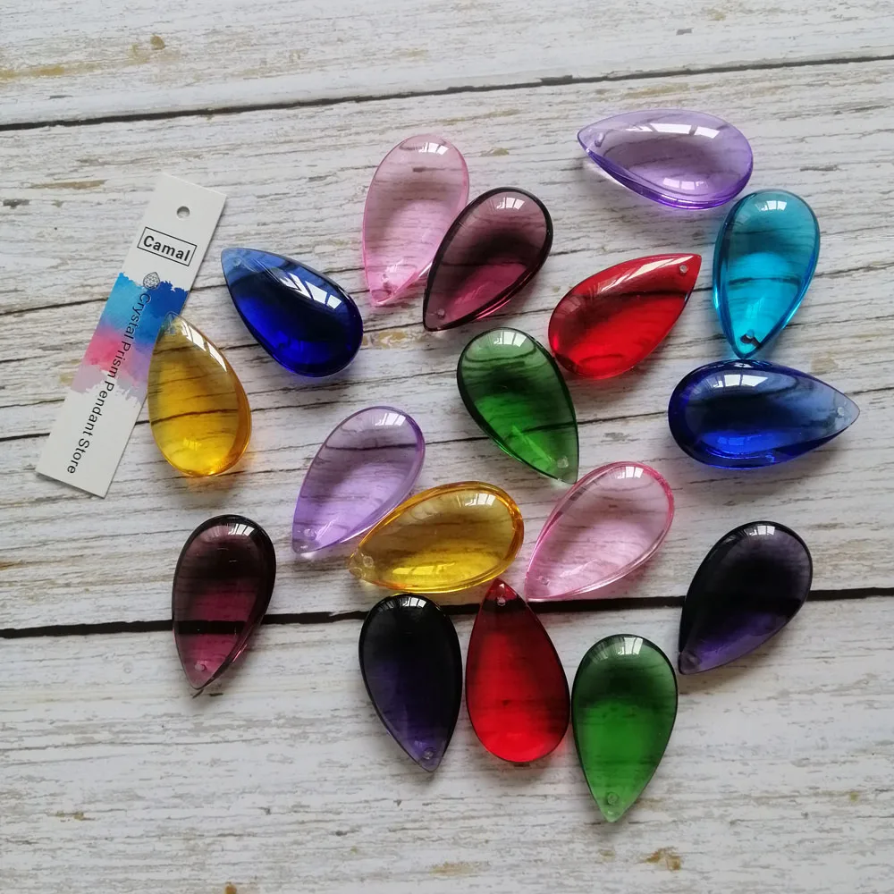 Camal 10pcs 36mm Crystal Smooth Teardrop Beads Prisms Pendants Lamp Chandelier Parts Hanging Ornament Wedding Home Decoration