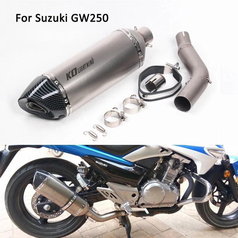 

For Suzuki GW250 Motorcycle Mid Link Pipe Connecting Section Slip On 470mm Exhaust Silencer Muffler Tips Modified