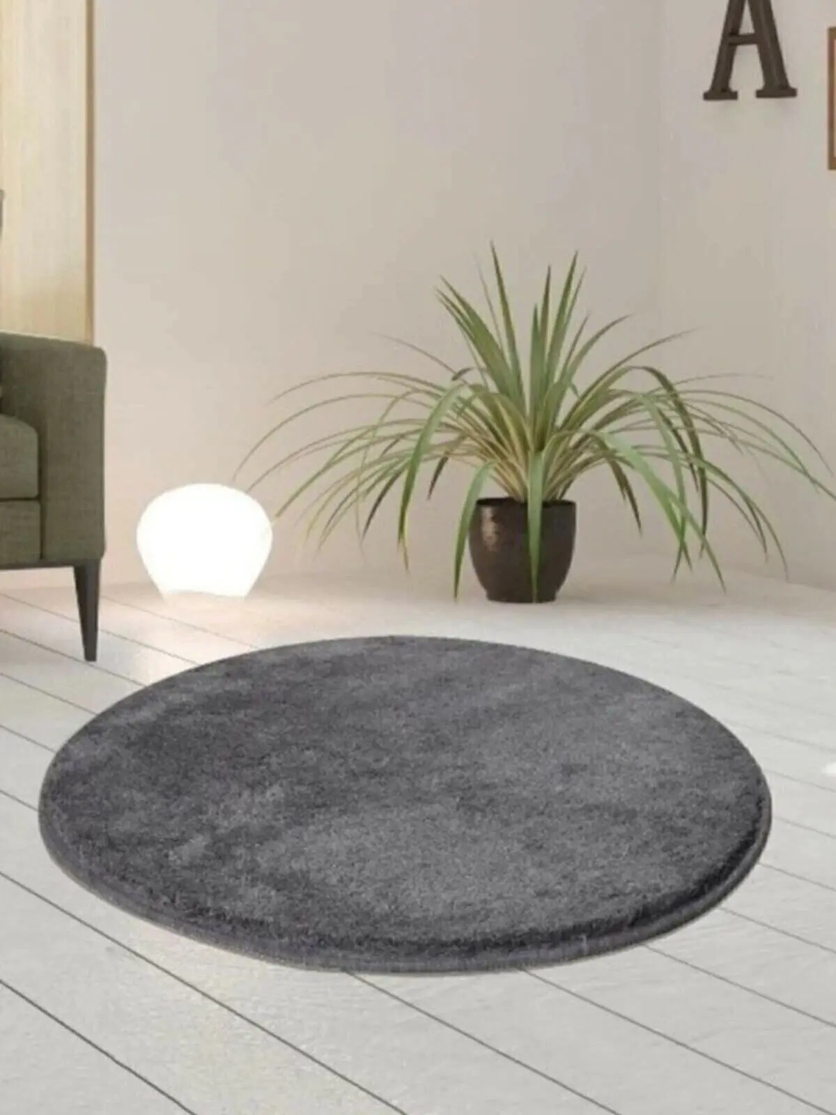 Single Round Post Plush Bath Rust Gel Non-Slip Base Anthracite 100x100 Super Absorbent Floor Mat Anti slip Quick Drying Bathroom