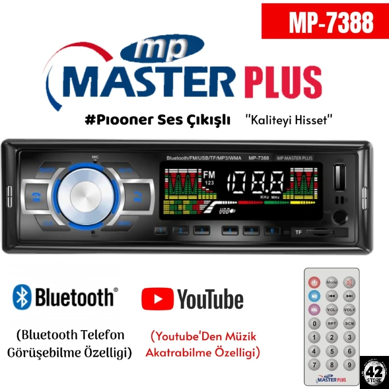 Pioneer Audio Output Masterplus Bluetooth Car Tape 7388 High Quality Auto Radio