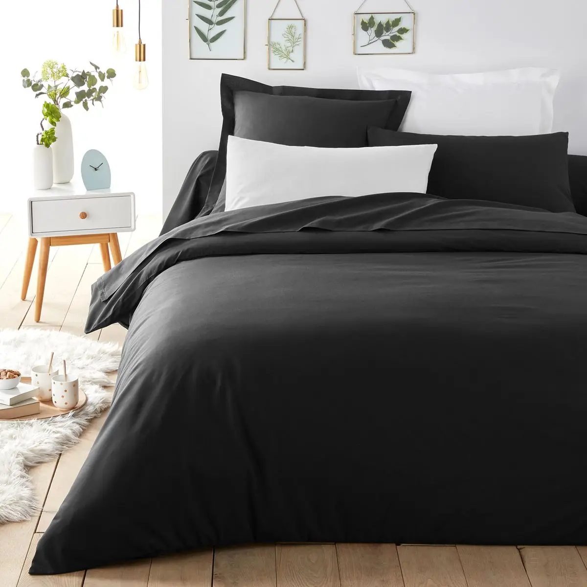 Makiteks black colors 100%cotton ranforce duvet cover set with pillowcases 60 degree washable 2 years gurantee