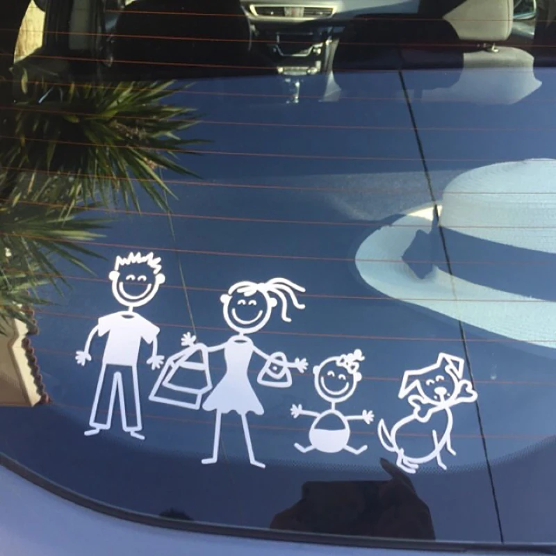 Diy Cartoon Familie Auto Aufkleber, Auto Fenster Stoßstange Vinyl Lustige Aufkleber Aufkleber, Hunderte Figuren Optional, Vater Mutter Sohn Haustiere