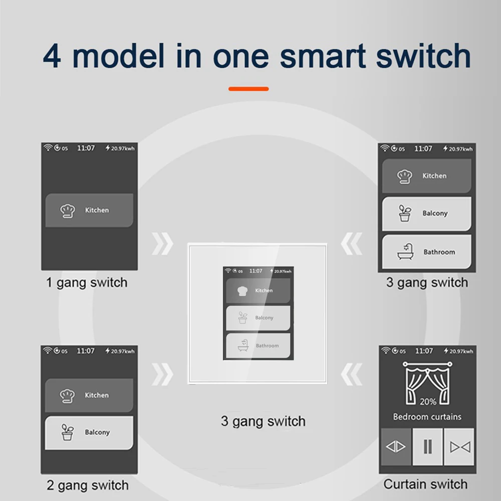Imagem -02 - Tuya wi fi Lcd Interruptor de Luz Inteligente Cortina Eua ue Alexa Google Casa Controle Voz Gang Interruptor Toque Inteligente Selecionável