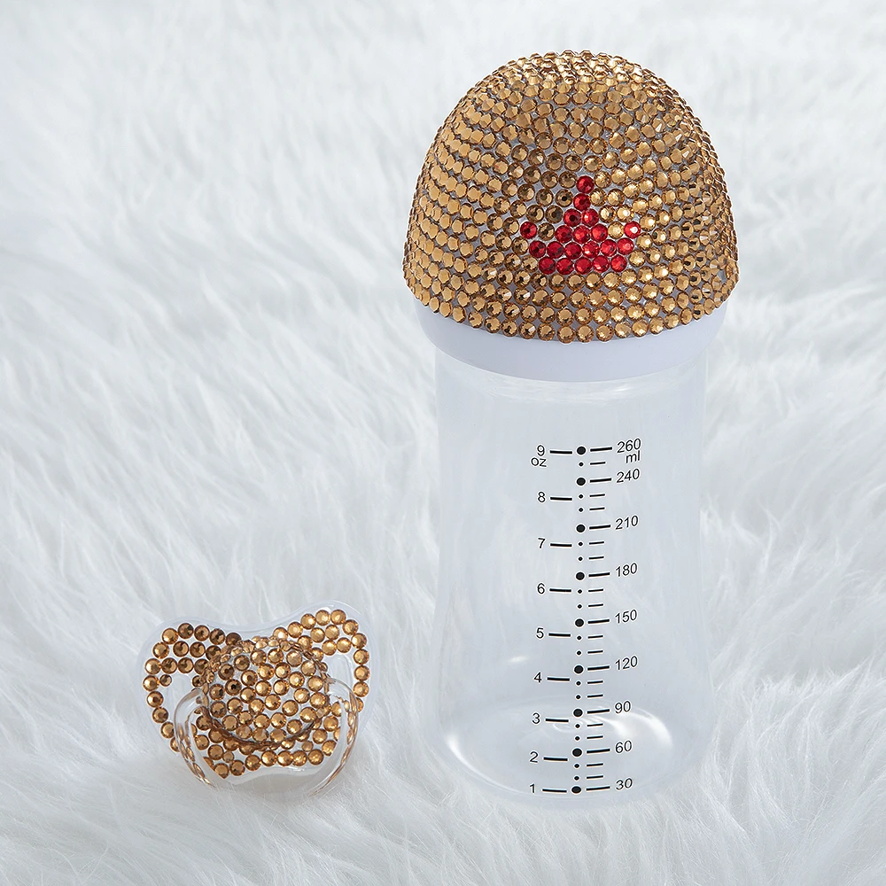 MIYOCAR lovely bling 260ml plastic baby bottle and pacifier set BPA free many colors choose baby shower gift