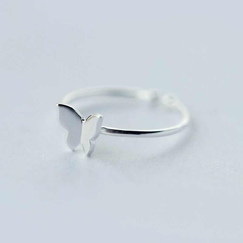 Versilberte Blütenblätter-Ringe für Frauen, süßer, schlichter, modischer, offener, verstellbarer Schmetterlingsring, Partyschmuck, Geburtstagsgeschenk – Detail 10
