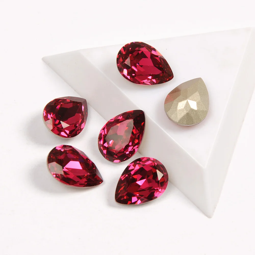CTPA3bI Glitter Fuchsia Color Glass Crystal Sew On Stone With Claw Rhinestones DIY Clothing Accessories Dacing Dress Decoration