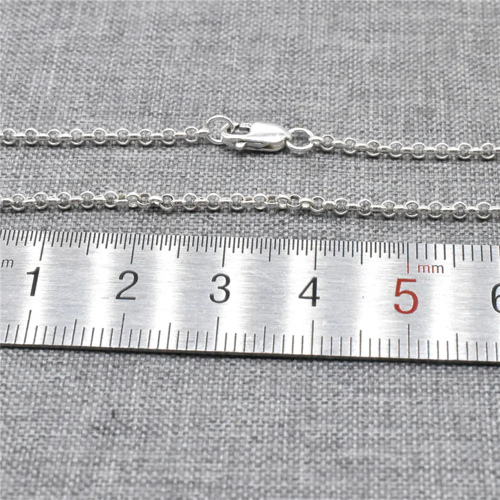 925 Sterling Silver Belcher Rolo Chain Women Necklace 2mm 16 18 20 22 24 26 28 inches