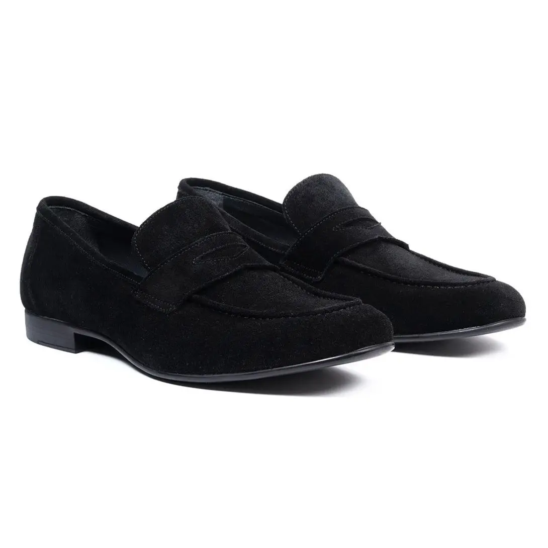 Tenor Black Suede Navy Blue Black Genuine Leather Classic Men's Slip-On Shoes High Quality Calfskin Handmade Made in Turkey