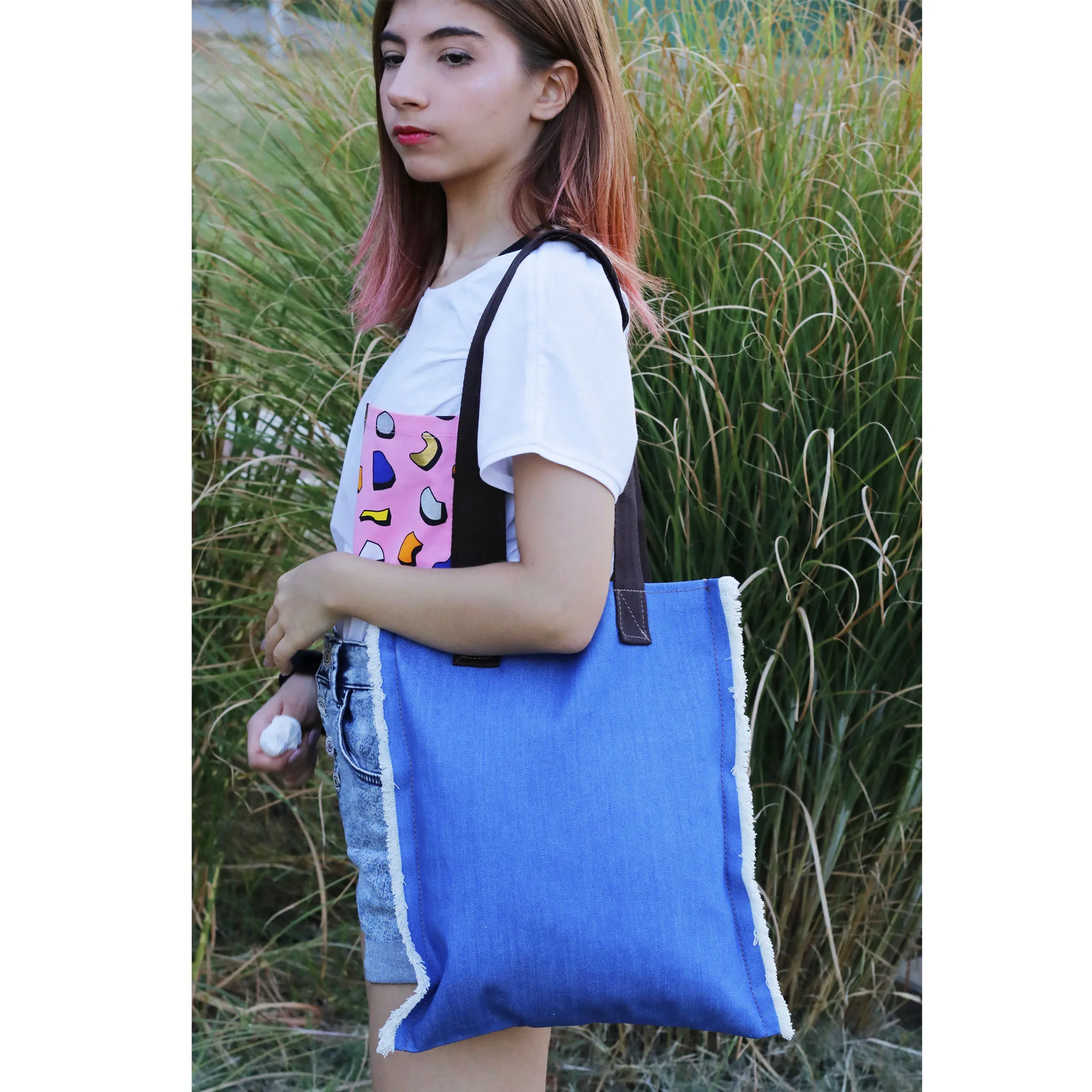 Women shoulder bag design tasseled denim shoulder bag Vintage Retro tote bag for women 2021 fashion handbag soft leather female