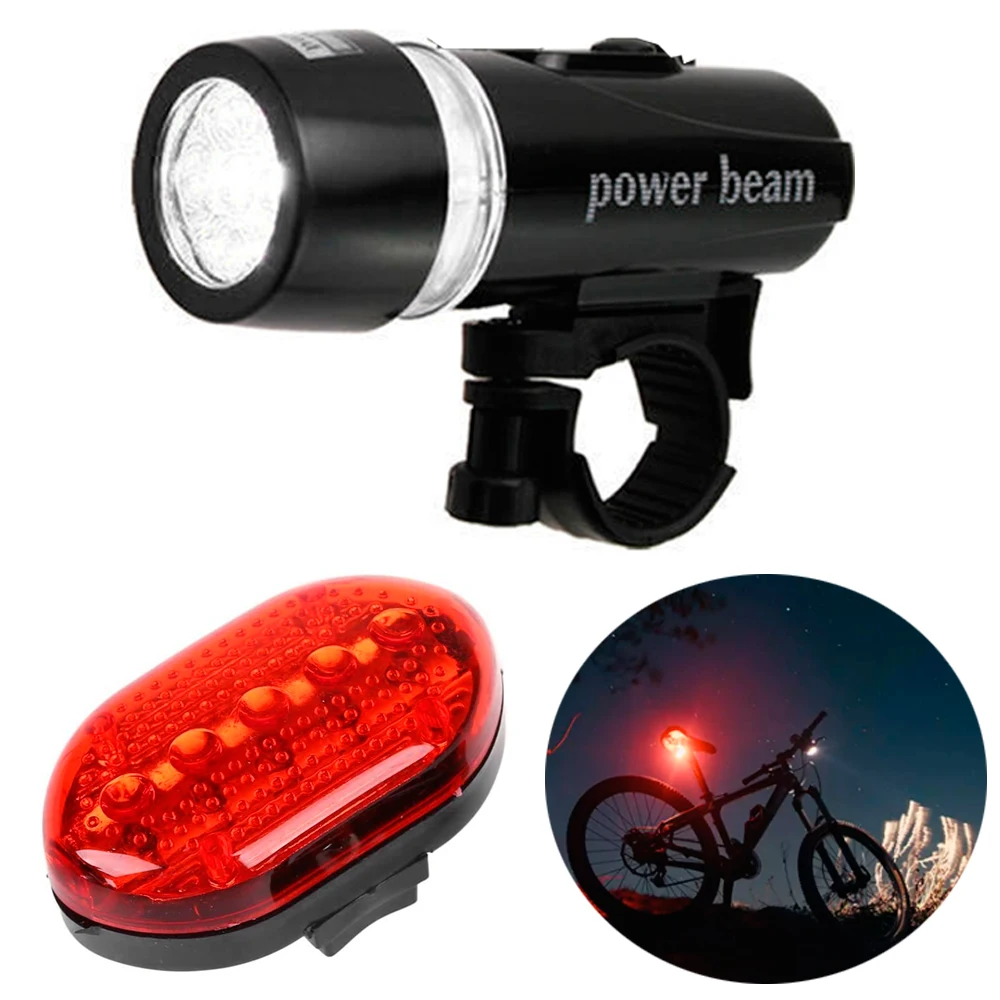 Light bicycle front and rear led powerful lights bicycle night signage lighting set high visibility