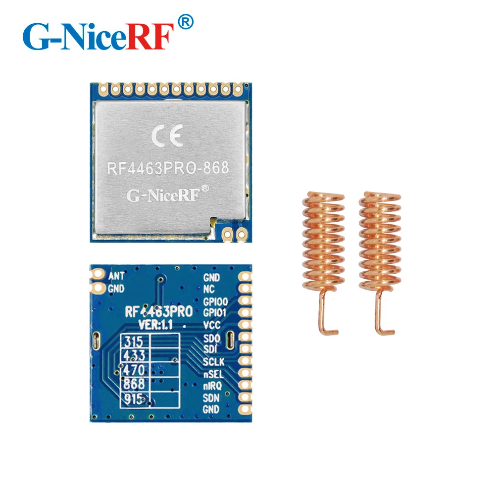 2PCS/lot RF4463PRO CE-RED Certified SI4463 SPI interface | -126 dBm high Sensitivity 868MHz FSK Wireless RF Module