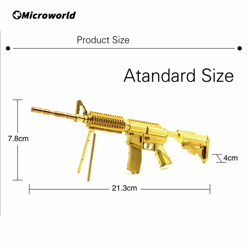 Microworld 3D Metal Puzzle Toys Military M4A8 Carbines Gun Models Kits DIY Classic Rifle Jigsaw Toy For Desktop Decoration Teen