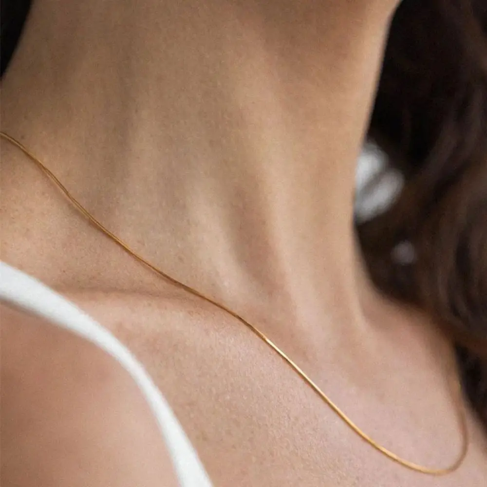 SUNIBI Stainless Steel Necklace for Women Snake Chain Choker Gold Color Fine Chain Female Necklace Fashion Jewelry Wholesale