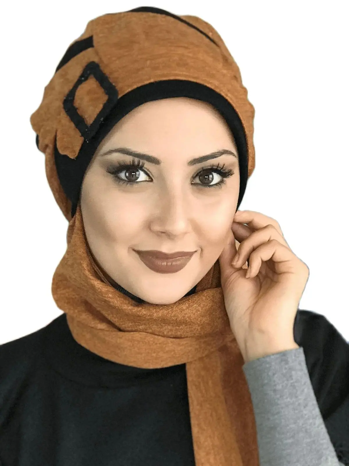 New Fashion 2023 Women Headscarf Scarf Kerchief Hat Bone Hijab Islamic Clothing Okra Passionflower Black Striped Beret Shawl