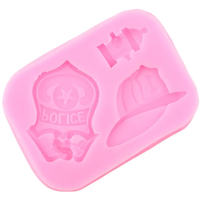 3D Fireman Police Badge Hat Silicone Molds Fire Hydrant Fondant Mould DIY Cake Decorating Tools Candy Resin Clay Chocolate Mold