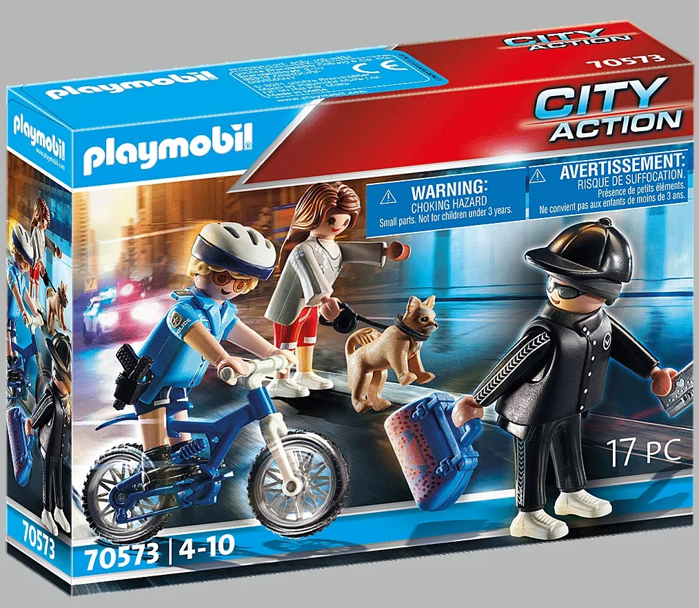 Playmobil Police Bicycle with Thief, 70573, original, toys, boys, girls, gifts, collector, figures, dolls, shop, with box, new, man, woman, official license