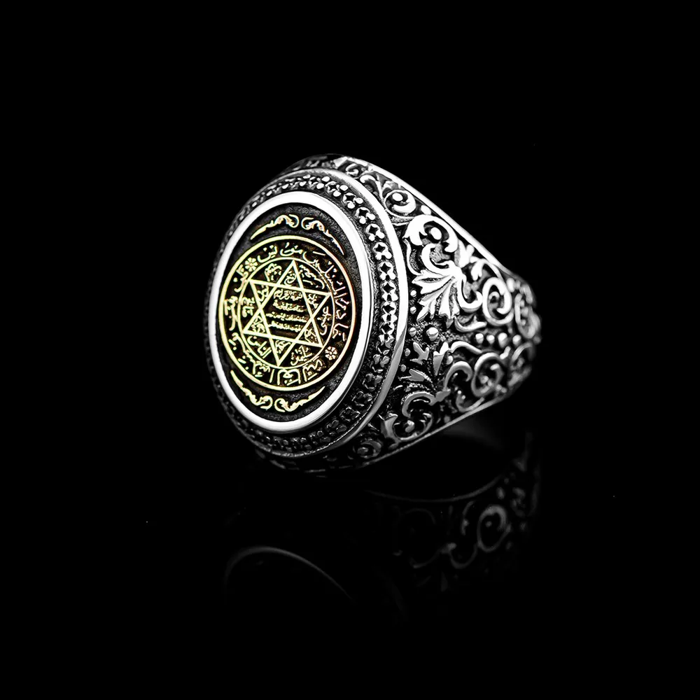 

925 Sterling Silver Seal Of Solomon Men’s Rings Secret David Of Star Rings For Daily Collocation Fashion Jewelry Ring Gift Him