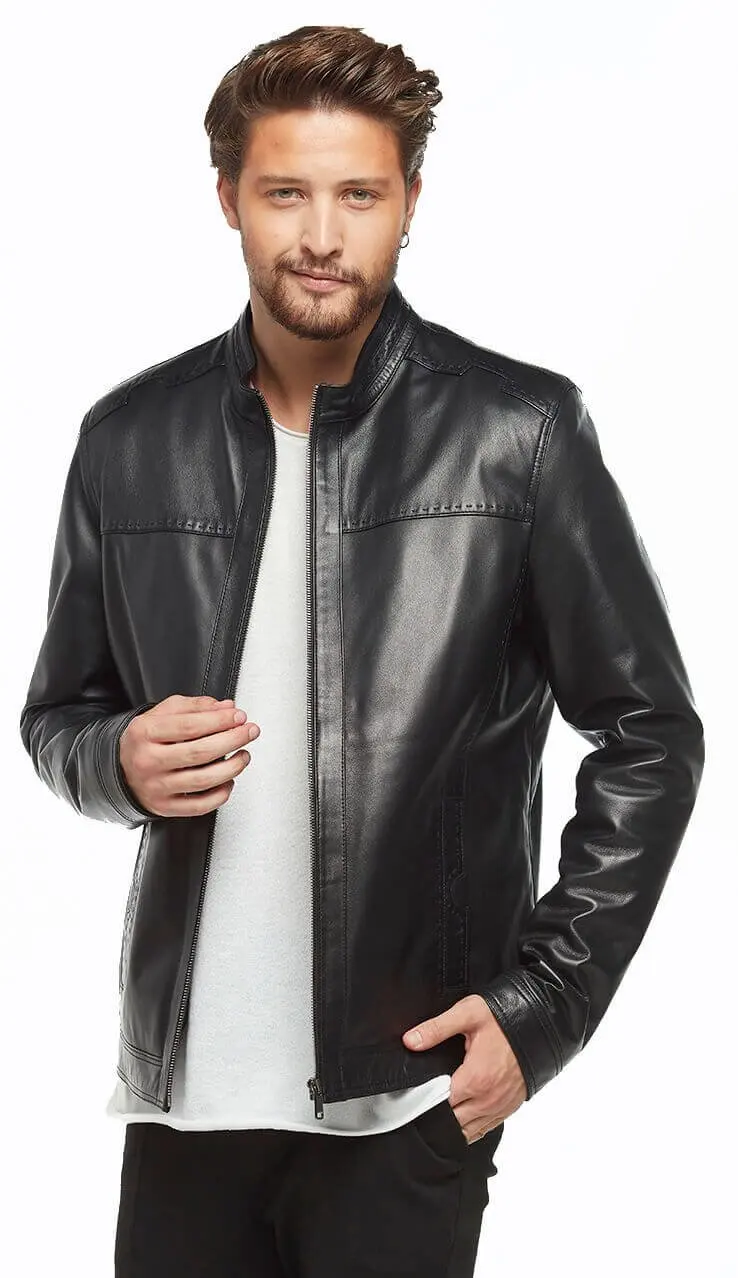 Cappotti sportivi in pelle classici cuciti neri originali in pelle di agnello autunno inverno 2022 Biker Slim Large Size muslimah