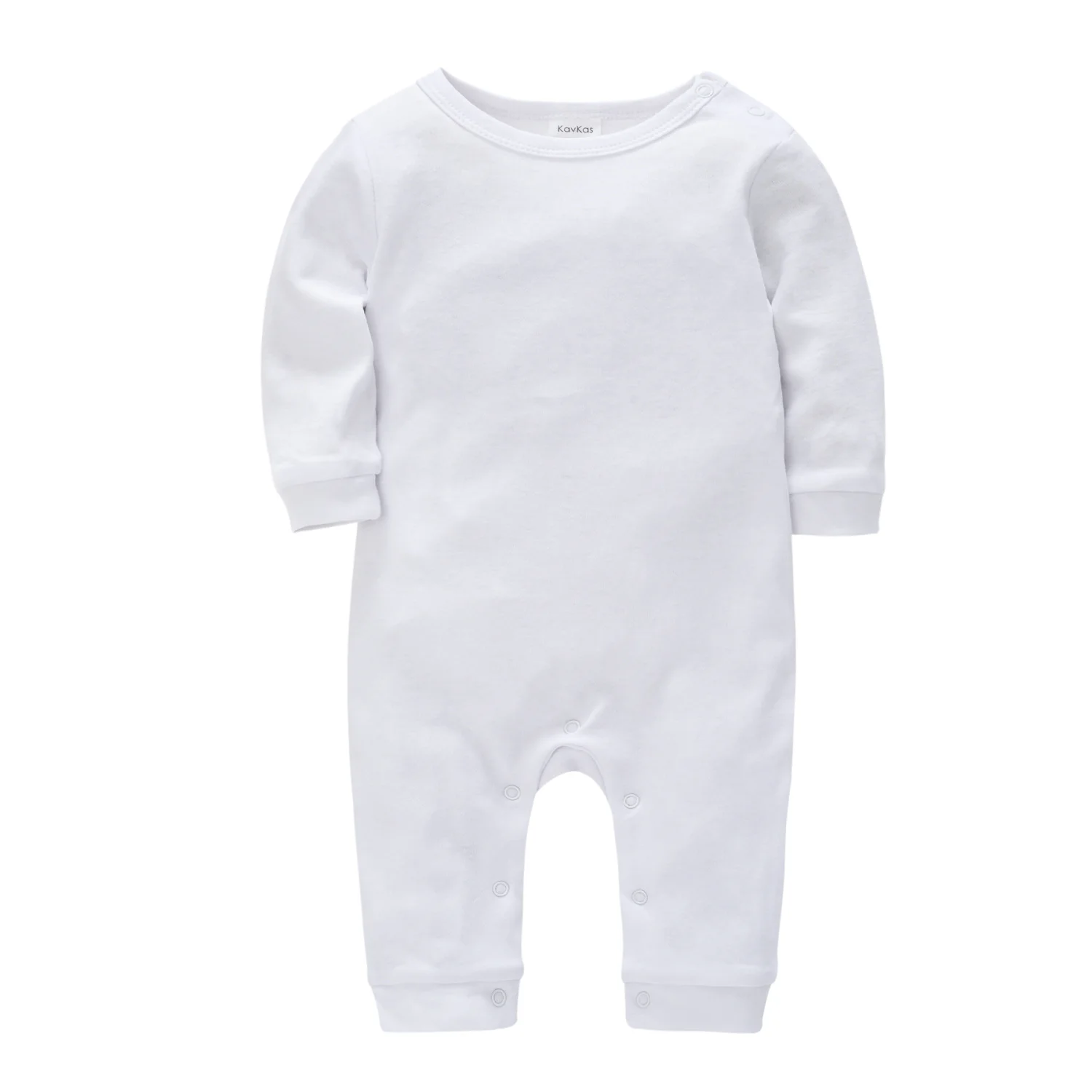 Kavkas primavera bebê meninos meninas roupas macacão cores sólidas em branco plain manga longa 100% algodão crianças outfit footies macacão