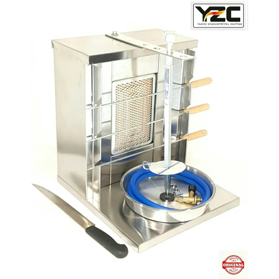 

1 Burner PROPANE (LPG) Shawarma Gyro Turkish Doner Kebab Shish Rotisserie Vertical Broiler For Home Use Meat Taco Al Pastor