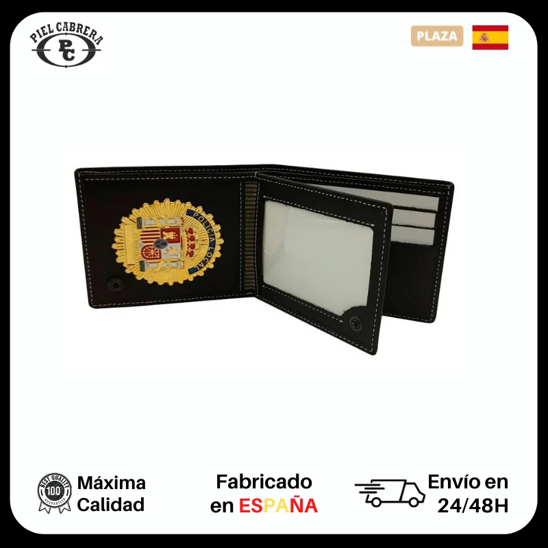 Spanish Local police plate holder wallet, included plate, First Quality Ubrique leather, safety clasp, top quality