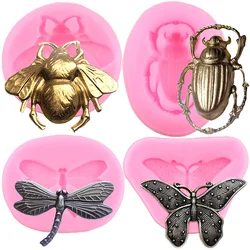 Insect Silicone Mold Bumble Bee Fondant Molds Butterfly Dragonfly Beetle Candy Mold Chocolate Sugar Craft Cake Decorating Tools