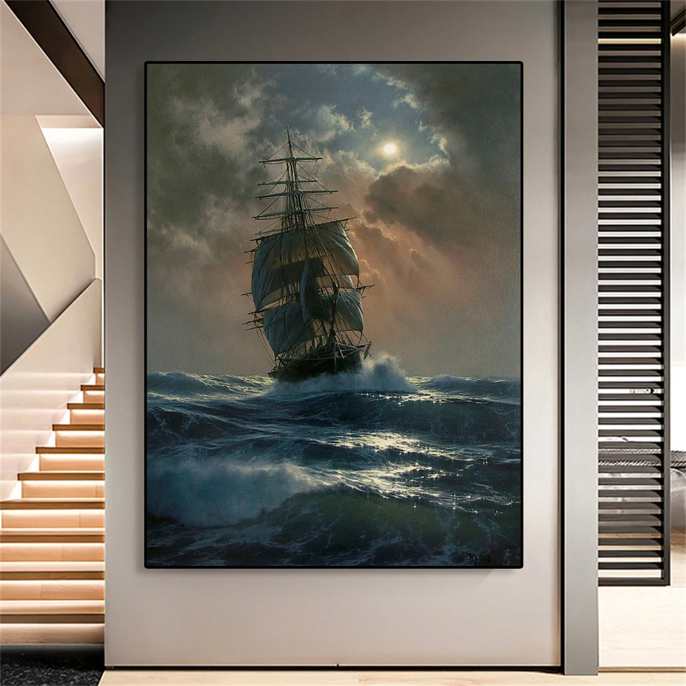 Pirate Ship Canvas Painting Wall Art Vintage Sailing Ships Poster boating ship Print Wall Art Picture for Living Room Home Decor