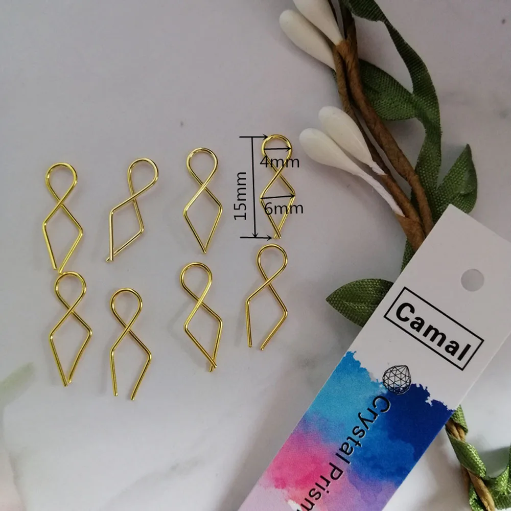 

Camal 100pcs Gold 15mm 0.59inch Metal Fish Tail Hooks Connectors For Crystal Beads Pendant Chandelier Strand Lamp Lighting Parts