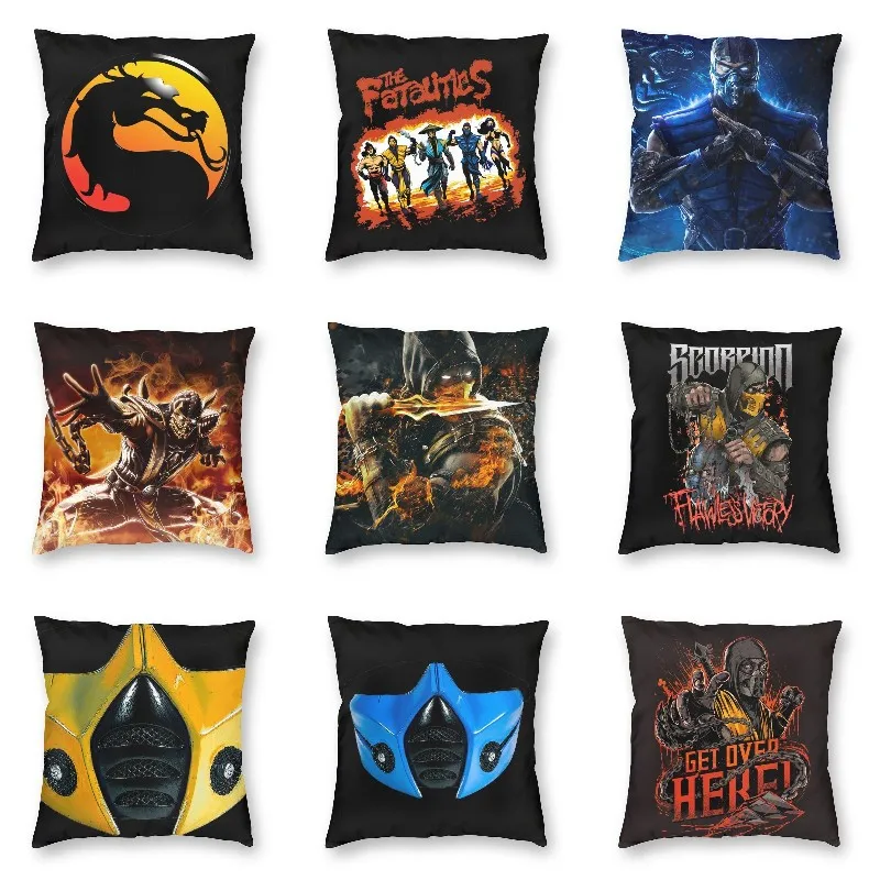 Nordic Mortal Kombat Cushion Cover Sofa Decoration MKX Sub Zero Square Pillow Case 45x45cm Decorative Cushion Sofa Cushion