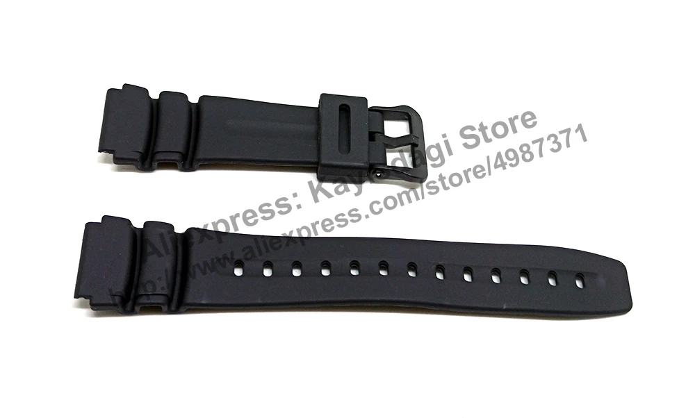 19mm Black Rubber Watch Band / Strap Compatible for Casio DW-290T,  DW-340,  EB-3001T,  EB-3007,  EB-3009,  EB-3010,  MD-309