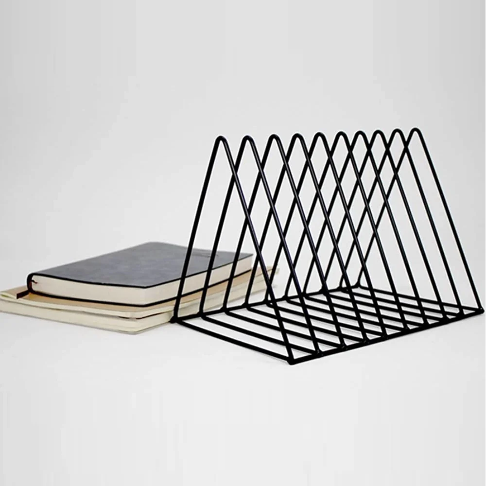 Metal Table Top Book Stand, Newspaper Rack, Dergilik 9 Eye Grid Shelf Decorative Office Data Storage Study Room WD-43B
