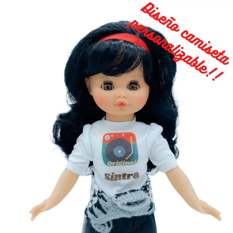 Original 2021 Sintra doll 40 cm customizable with photo, name, hobbies. Design plays Limited Edition discs 100% vinyl.