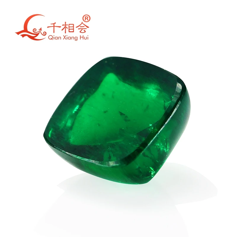 8mm10mm lab Grown Hydrothermal emerald  Sugar-loaf Cut Tower  green color including minor cracks inclusions loose gem stone