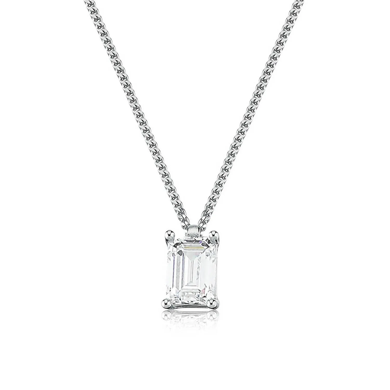 Valori Jewels 1 Carat, Zirconia White Octagon Gemstone, Rhodium Plated, Solitaire Pendant Necklace