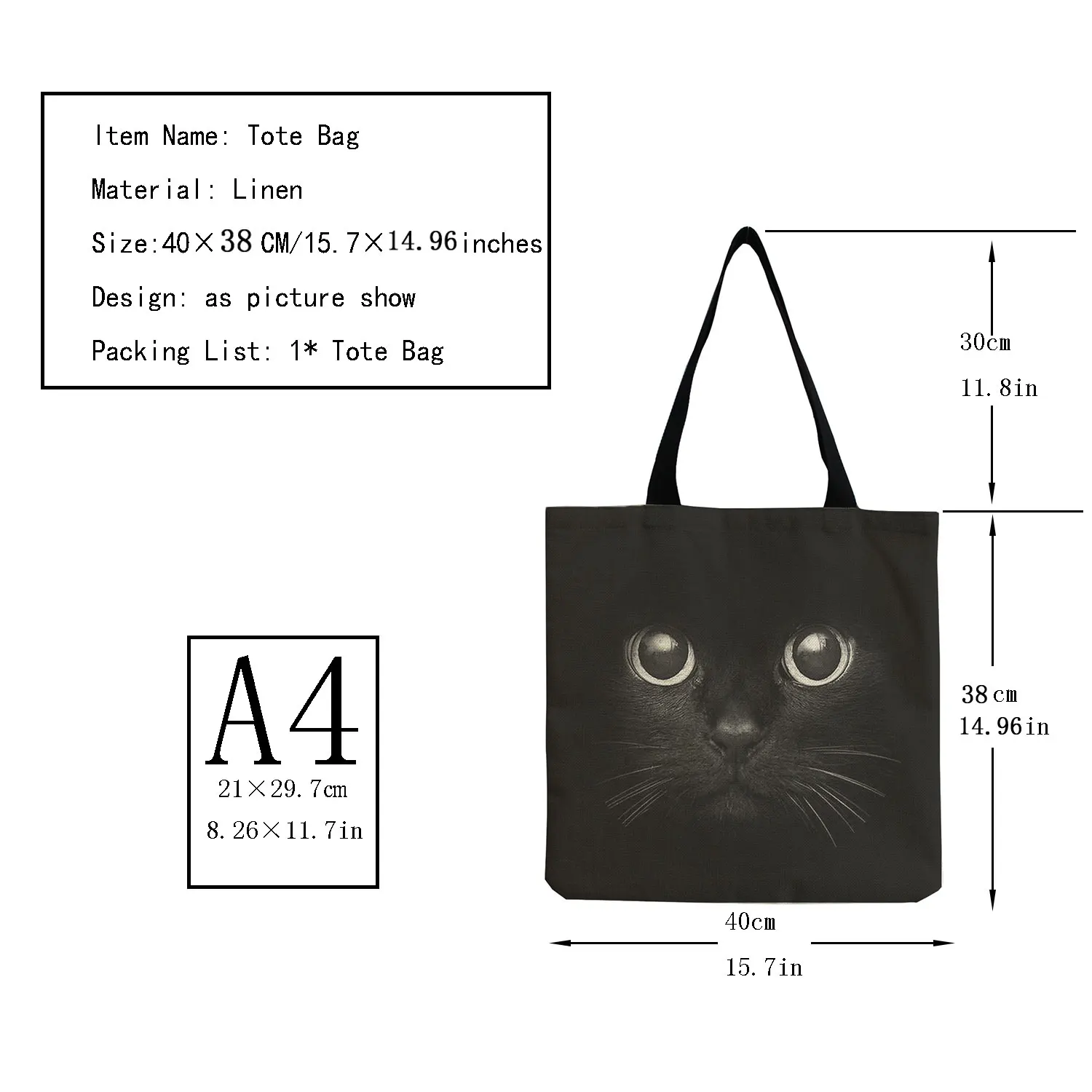 Design Bags Women Bag 2021 Black Cat Print Shopper Bag Handbag Office Eco Reusable Casual Shoulder Bags Practical Storage Totes